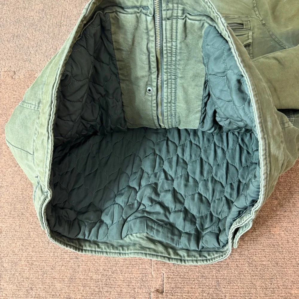 Vintage Levis Strauss Mens Field Jacket Olive‎ Green Canvas Quilted Lined Large